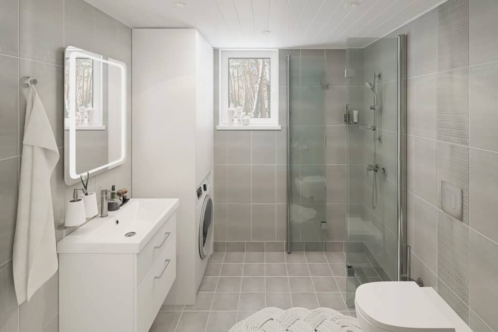 Badkamer grijs met tegels
